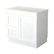 Stefania 900mm Matte White Freestanding Single Vanity with Stone Countertop